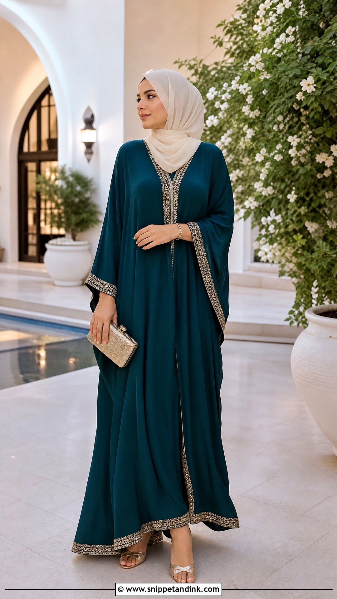 Kaftan Dress Hijabi Honeymoon Outfit - Snippet and Ink - 20 Hijabi Honeymoon Outfits