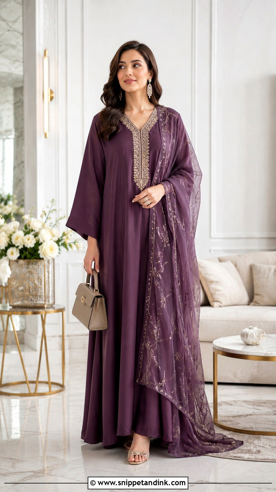 Kaftan Dress With Sheer Dupatta - Snippet and Ink - 20 Dupatta Dress Ideas