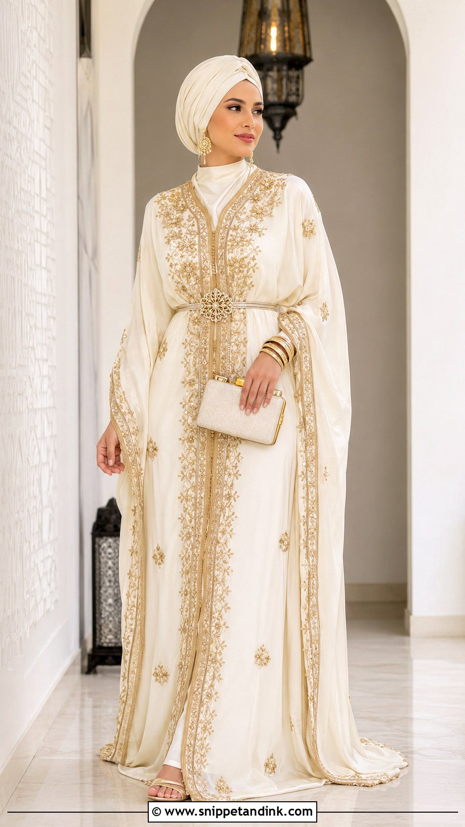 Kaftan Dress With Turban Hijab - Snippet and Ink - 30 Hijab Style for Wedding Ideas