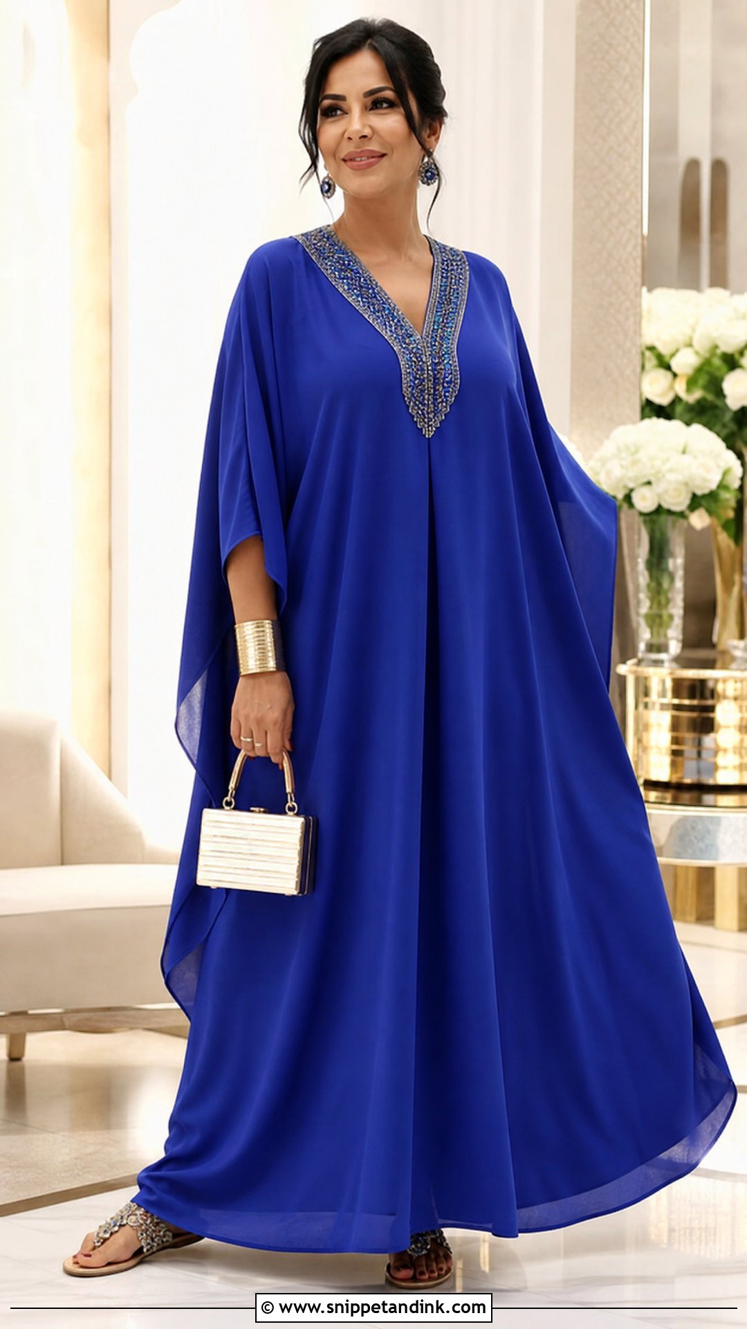 Kaftan Gown With Embellished Flats - Snippet and Ink - 20 Simple Gown Styles for Materials