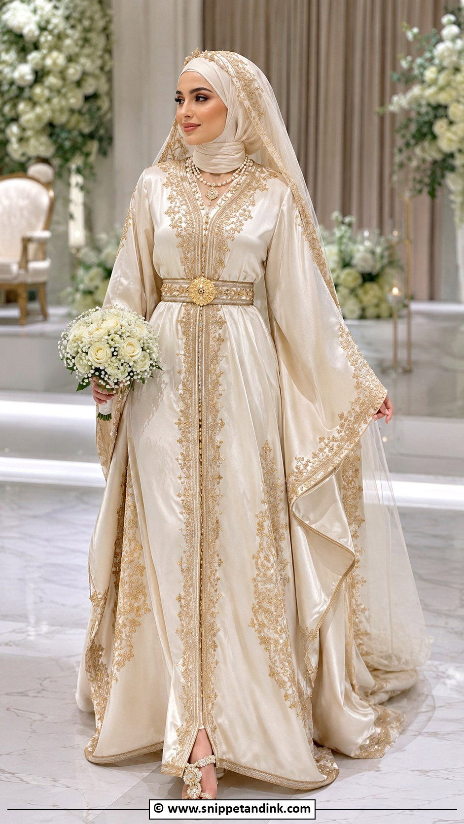 Kaftan Hijabi Wedding Dress - Snippet and Ink - 30 Hijabi Wedding Dress Ideas