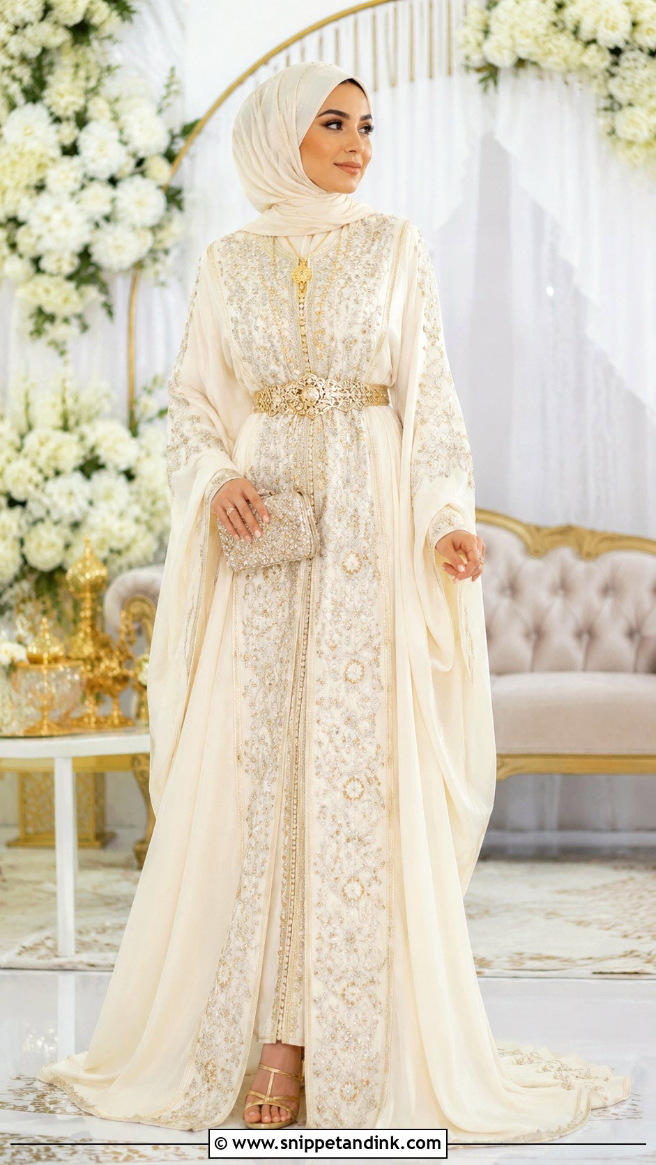 Kaftan Islamic Wedding Dress With Hijab - Snippet and Ink - 30 Islamic Wedding Dress Ideas