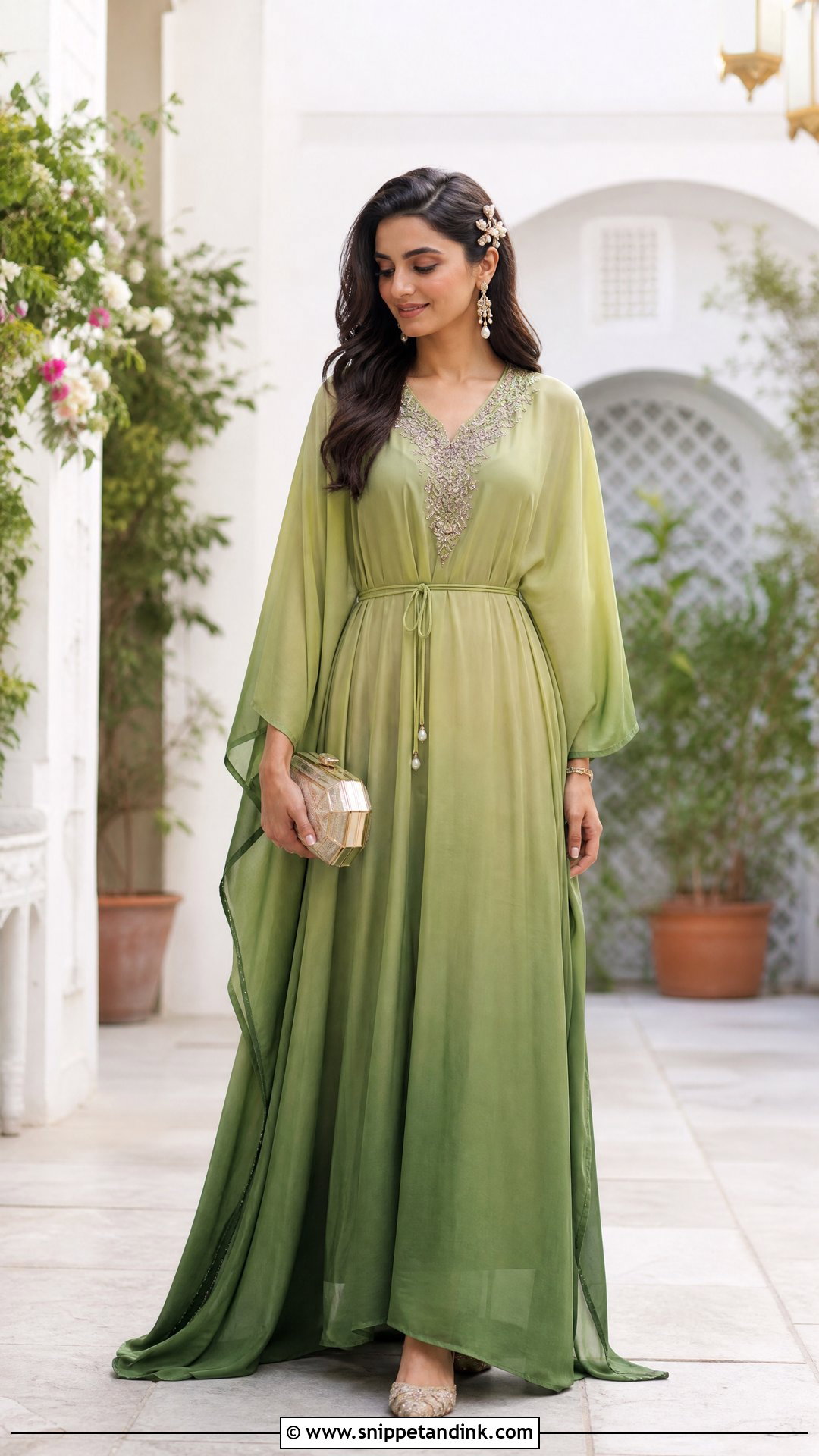 Kaftan Mehendi Outfit - Snippet and Ink - 25 Mehendi Night Outfit Ideas