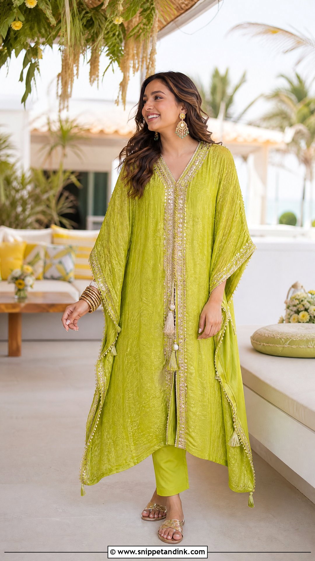 Kaftan Set For Mehendi Bride - Snippet and Ink - 25 Simple Mehendi Outfits for Bride