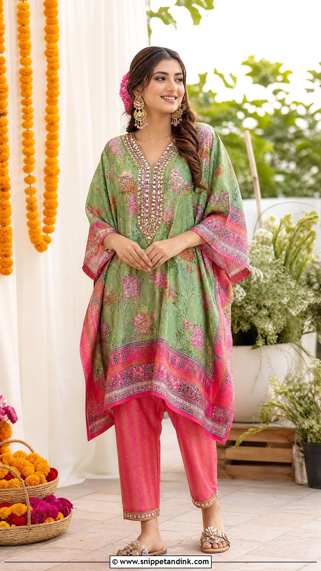 Kaftan Set For Mehendi - Snippet and Ink - 20 Simple Mehendi Outfits