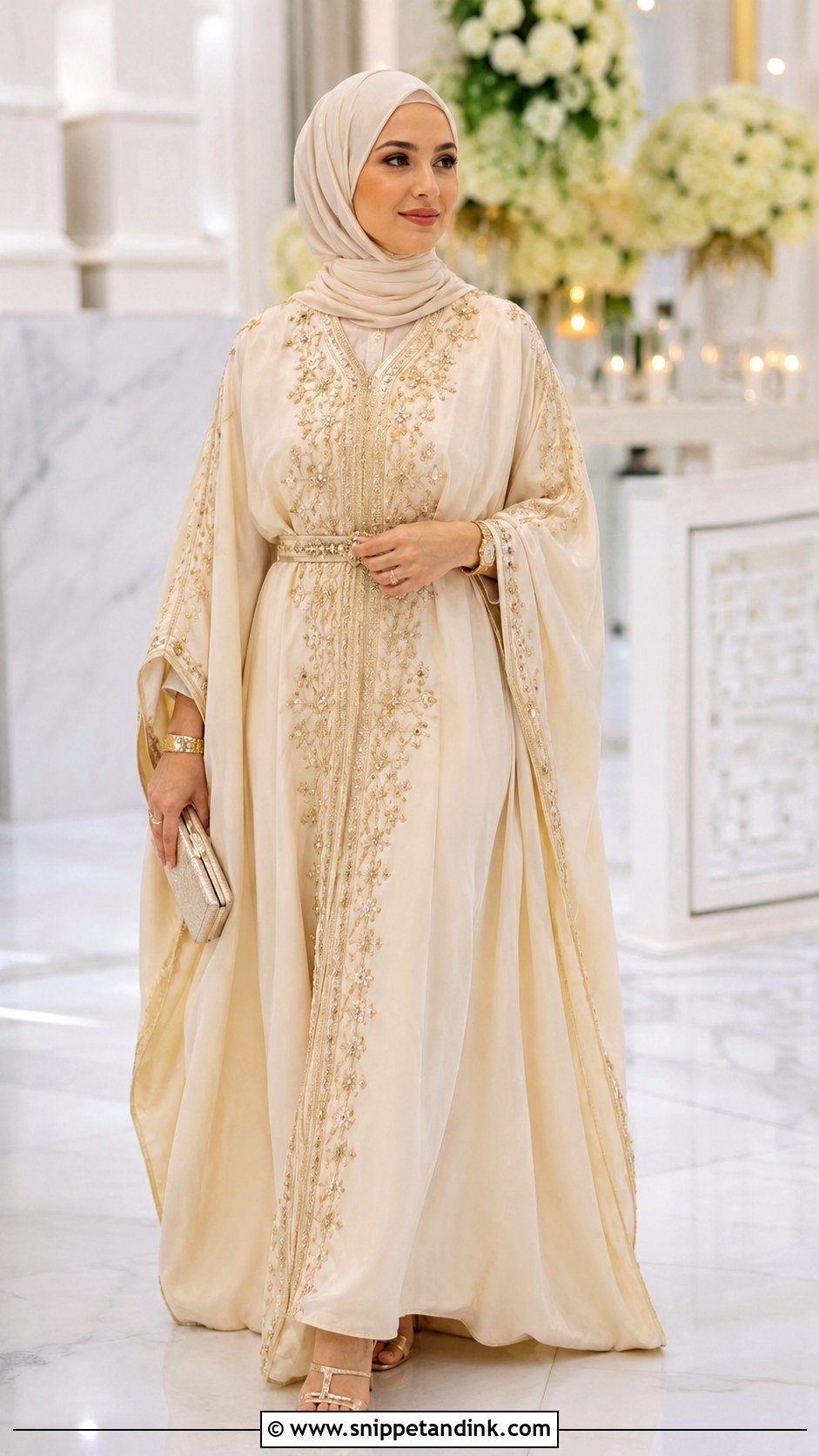 Kaftan Wedding Outfit With Hijab - Snippet and Ink - 25 Hijab Do Wedding Ideas