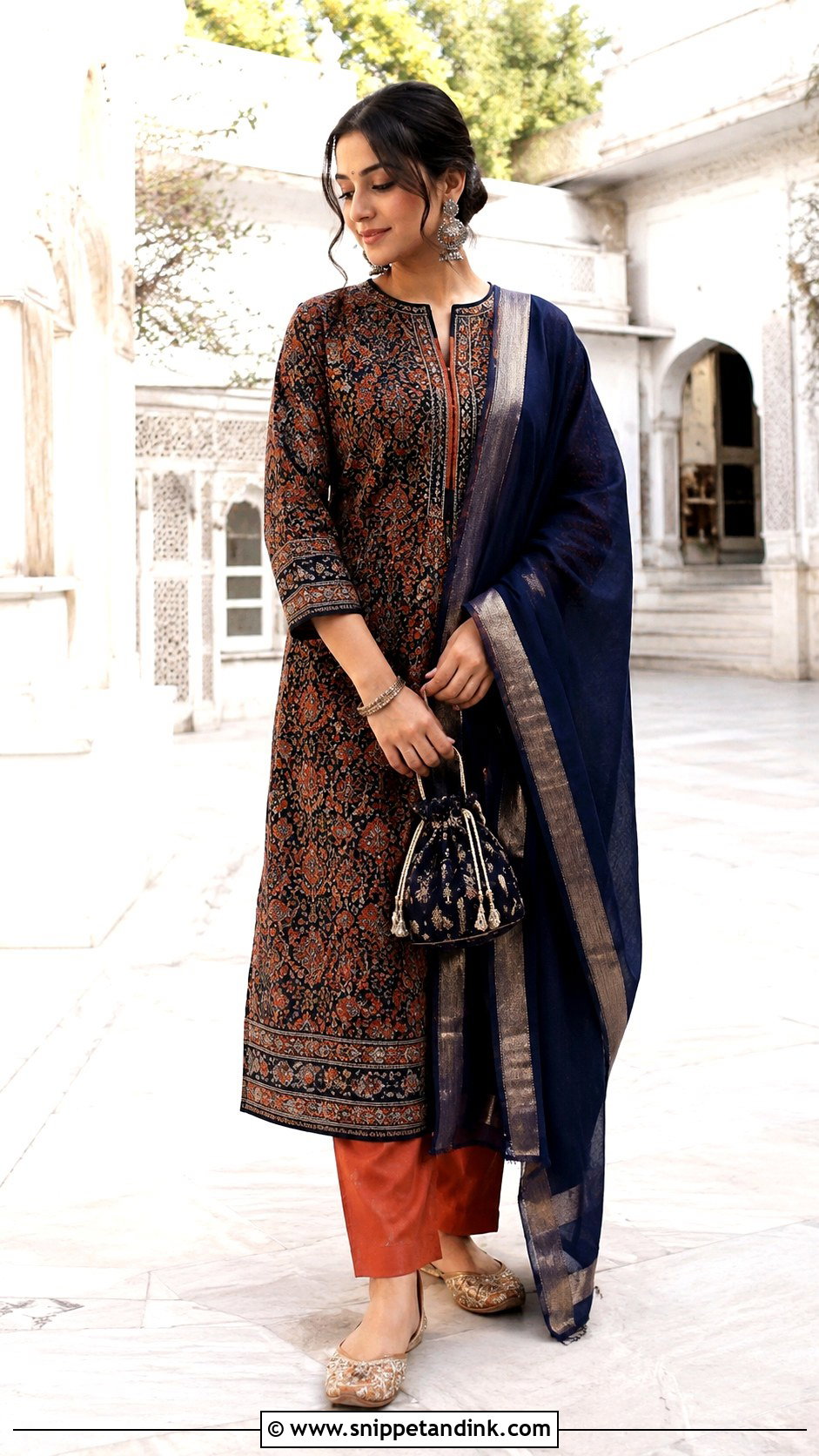 Kalamkari Kurti With Silk Pants - Snippet and Ink - 20 Latest Kurti Designs for Wedding
