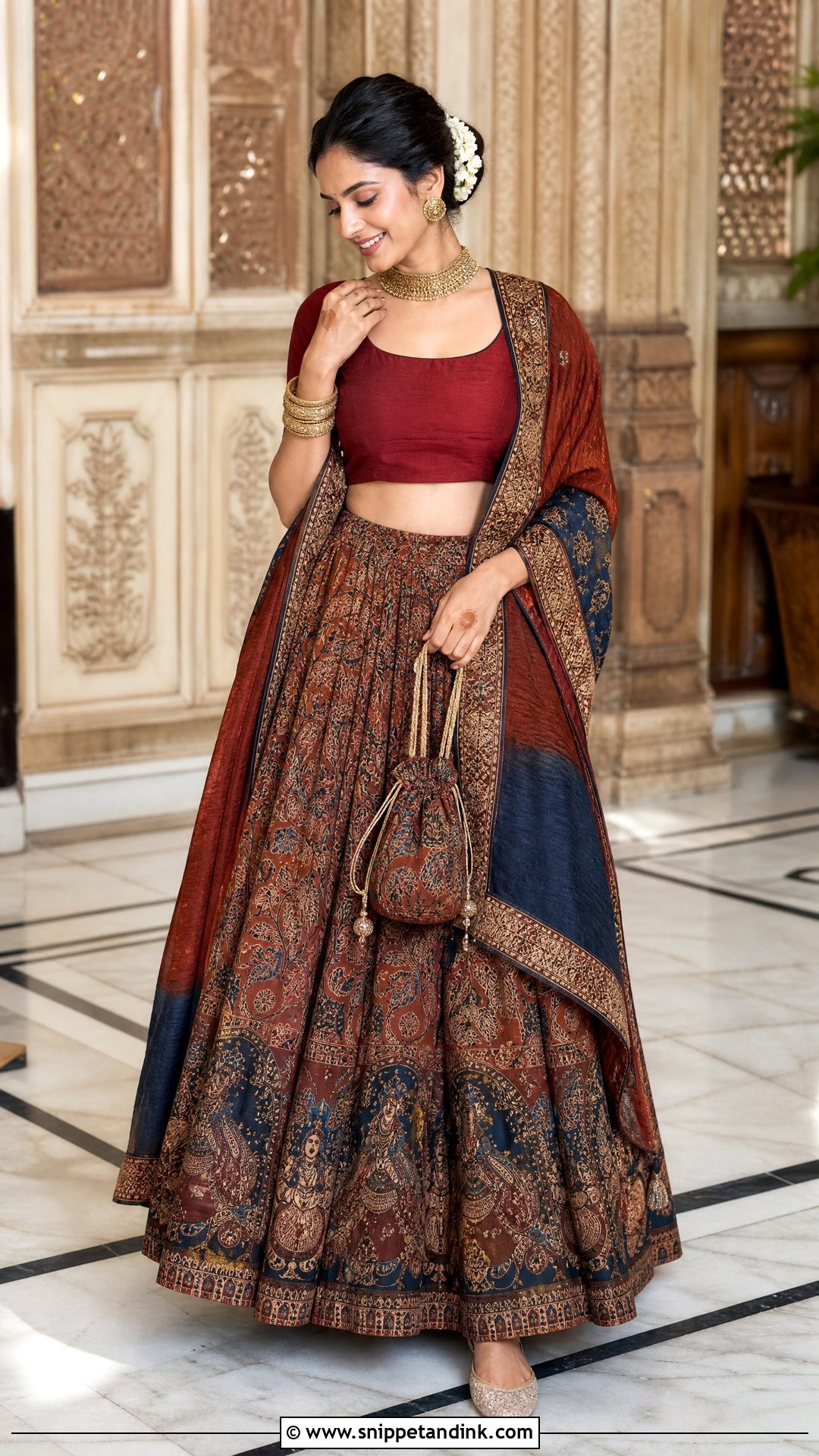Kalamkari Lehenga Sangeet Outfit - Snippet and Ink - 20 Pre Wedding Traditional Outfits