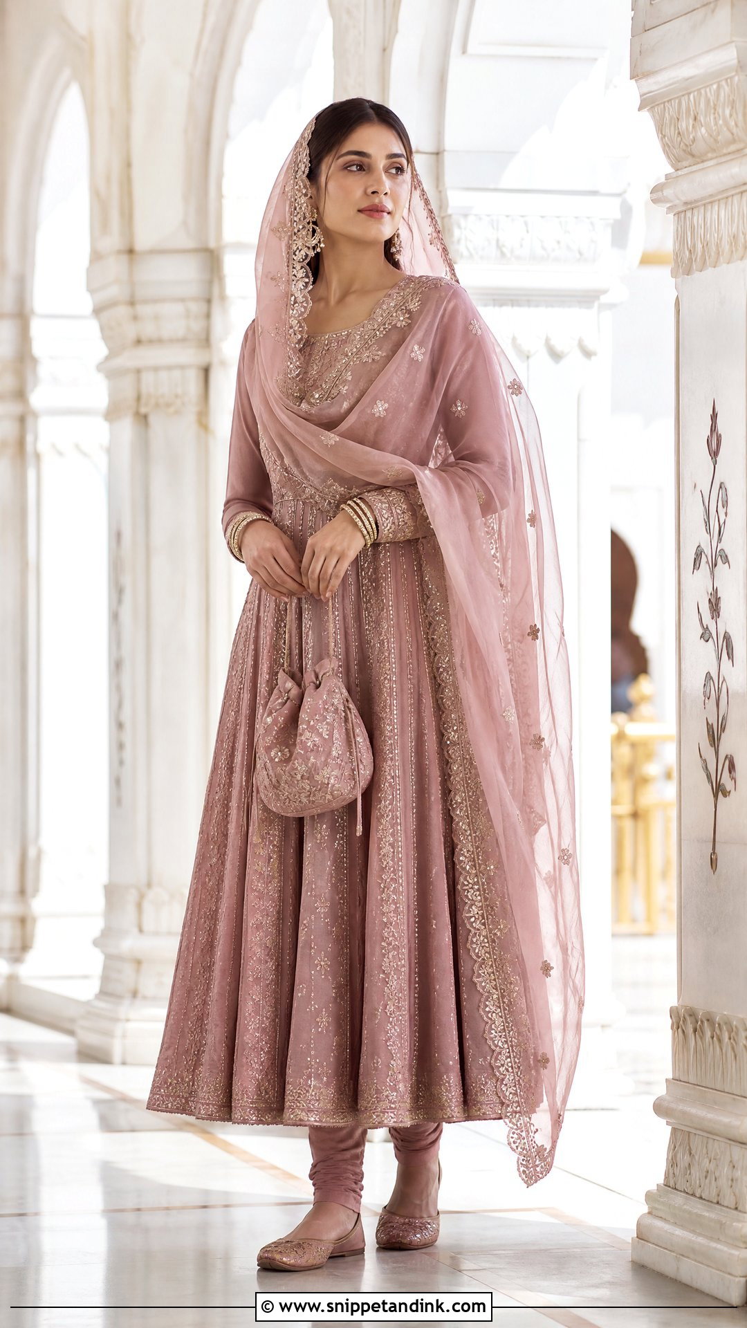 Kalidar Anarkali For Gurudwara Wedding - Snippet and Ink - 25 Gurudwara Wedding Outfit Ideas