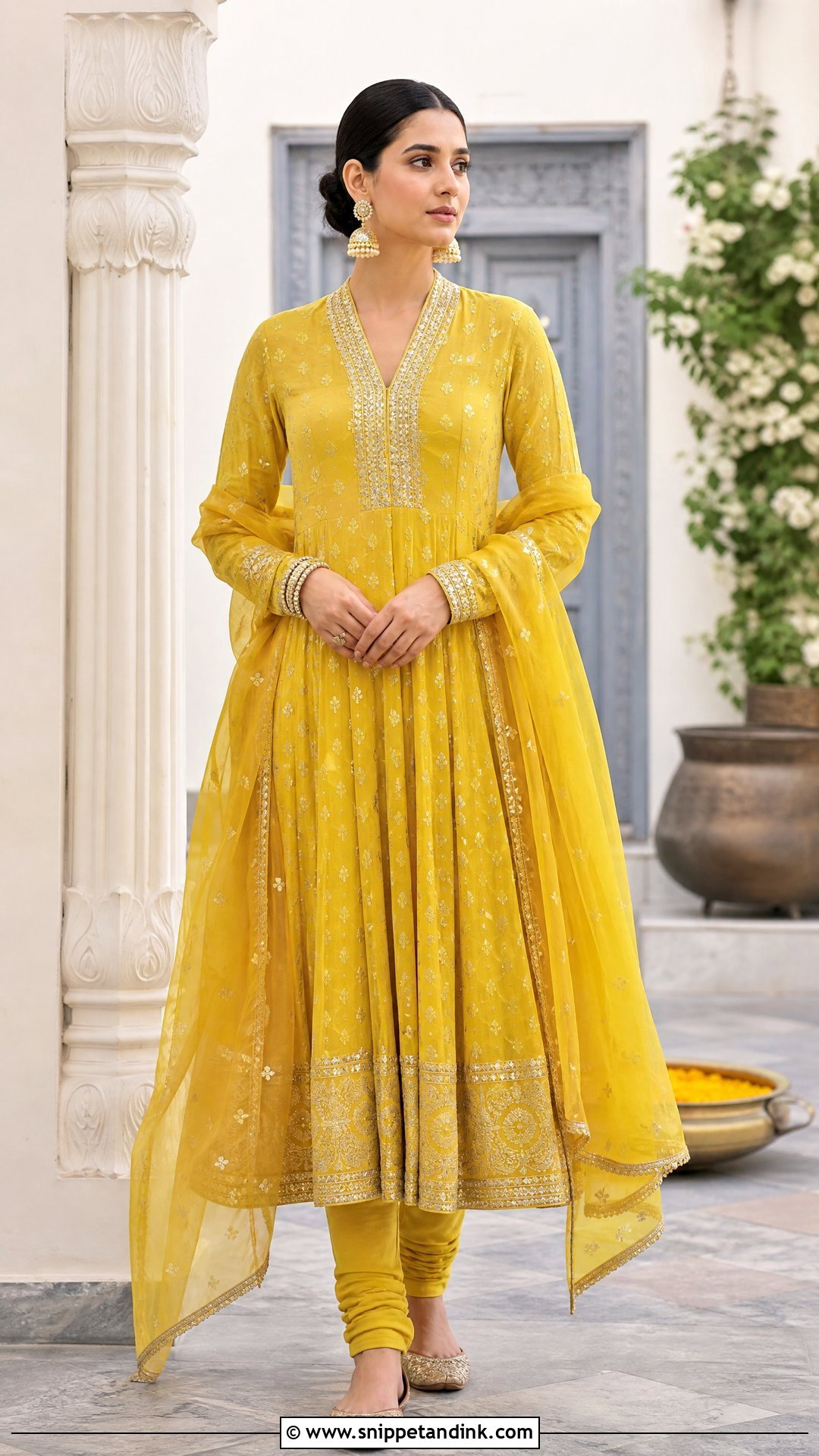 Kalidar Churidar Haldi Dress - Snippet and Ink - 20 Pakistani Haldi Dress Ideas