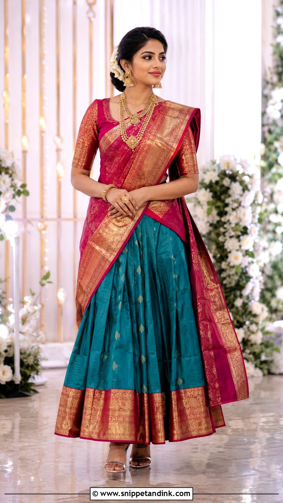 Kanchipuram Half Saree For Reception - Snippet and Ink - 30 Halfsarees Traditional Ideas