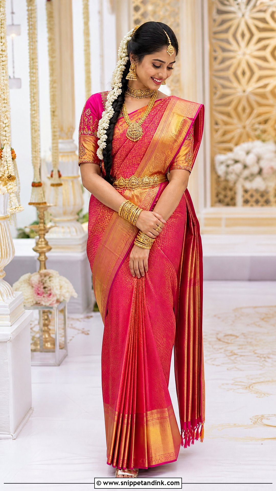 Kanjeevaram Bridal Saree - Snippet and Ink - 20 Traditional Wedding Dress for Bride Ideas