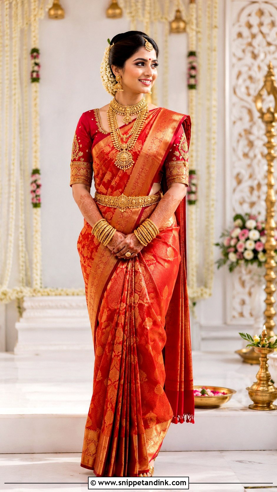 Kanjeevaram Saree Bridal Look - Snippet and Ink - 25 New Indian Bride Look Ideas