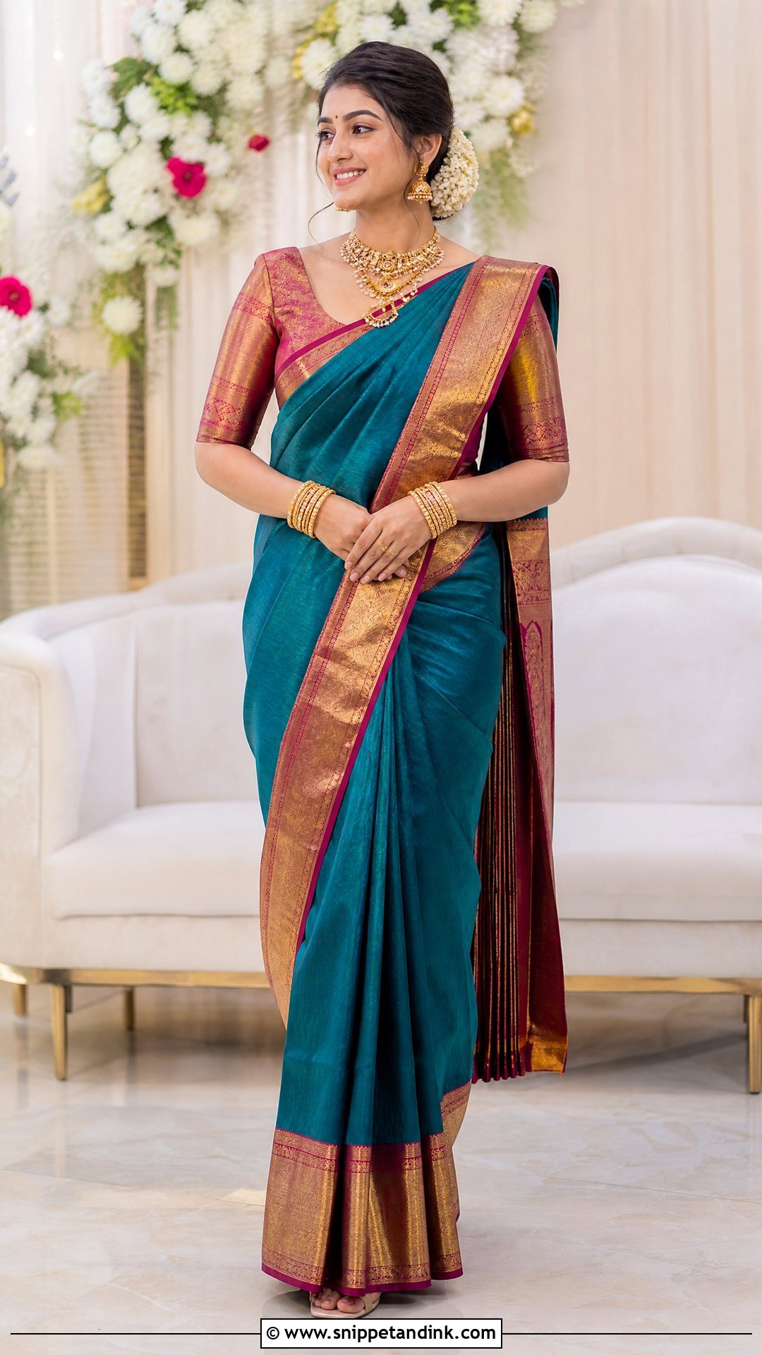 Kanjeevaram Saree Engagement Outfit - Snippet and Ink - 20 Pre Wedding Traditional Outfits