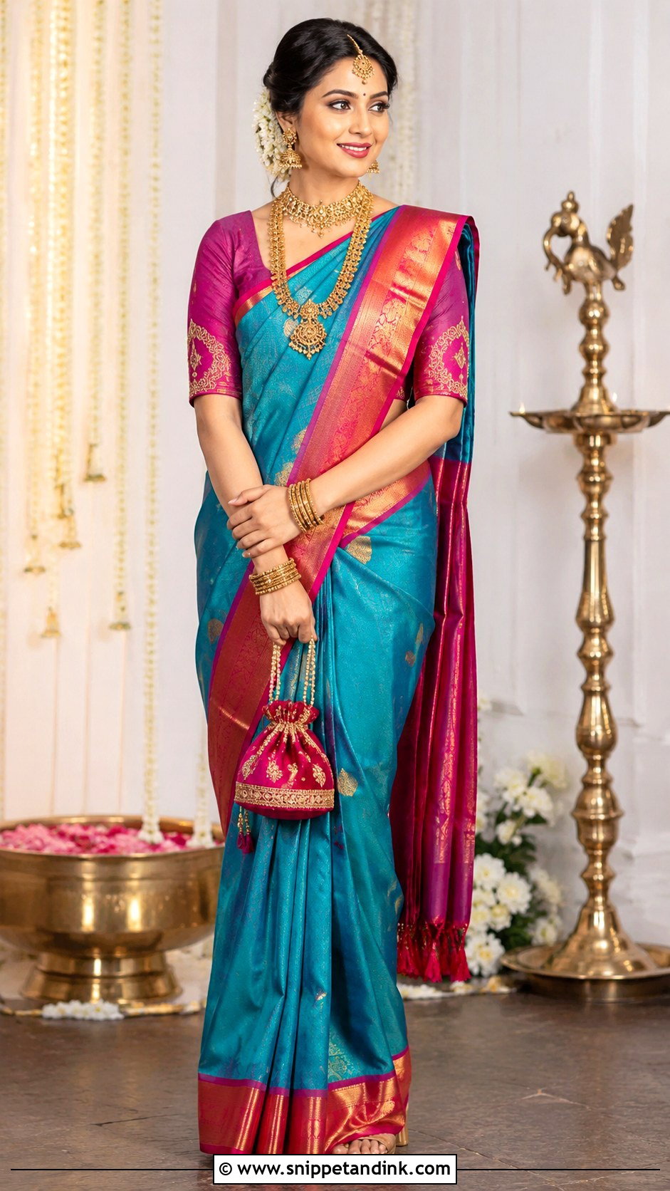 Kanjeevaram Saree For South Indian Wedding - Snippet and Ink - 20 Indian Wedding Ethnic Dresses Ideas