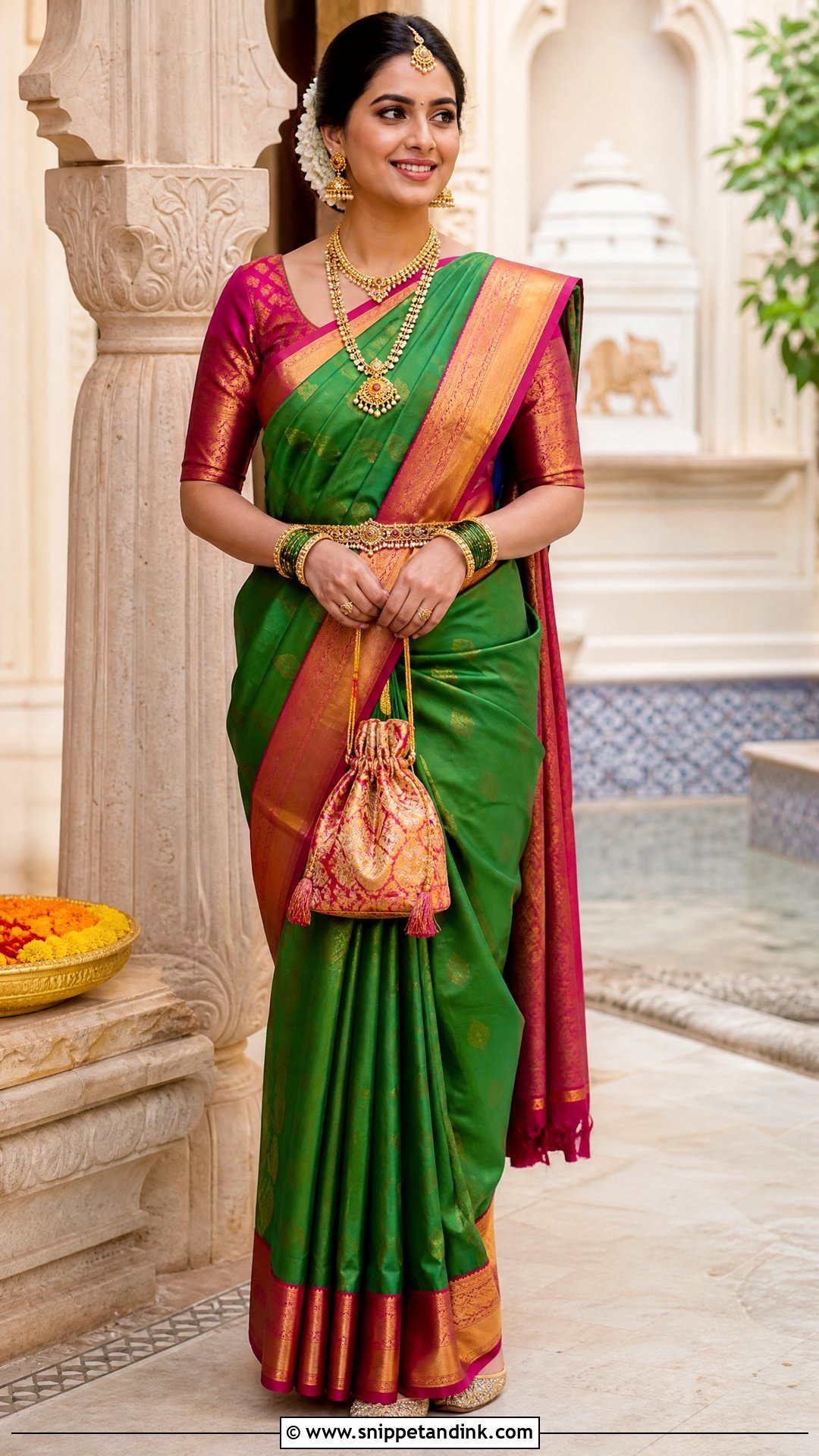 Kanjeevaram Saree For Traditional Marriage Function - Snippet and Ink - 25 Marriage Function Dress Ideas