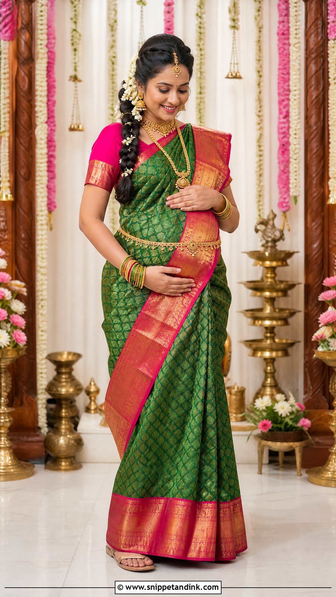 Kanjeevaram Saree Godbharai Look - Snippet and Ink - 25 Godbharai Look Ideas