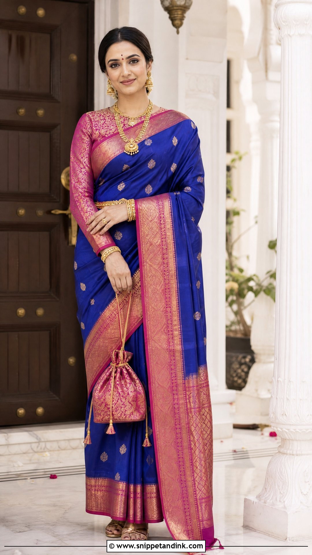 Kanjeevaram Saree Winter Marriage Outfit - Snippet and Ink - 20 Winter Marriage Outfit for Women Ideas