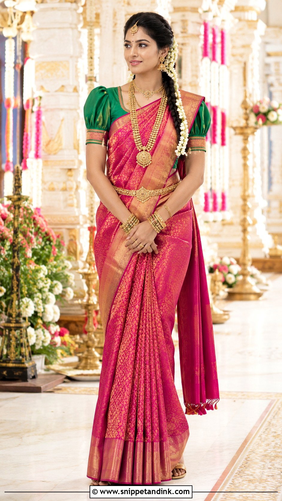 Kanjeevaram Saree With Puff Sleeves - Snippet and Ink - 20 Indian Wedding Dresses with Sleeves
