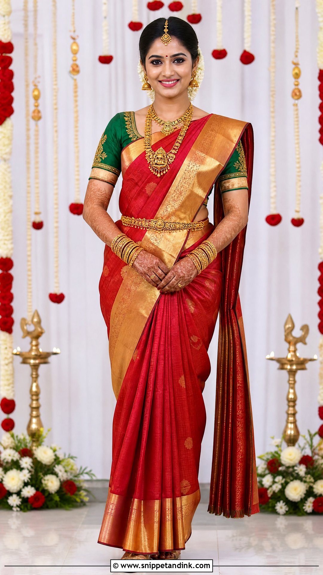 Kanjeevaram Silk Bridal Saree - Snippet and Ink - 20 Simple Indian Bridal Outfit Ideas