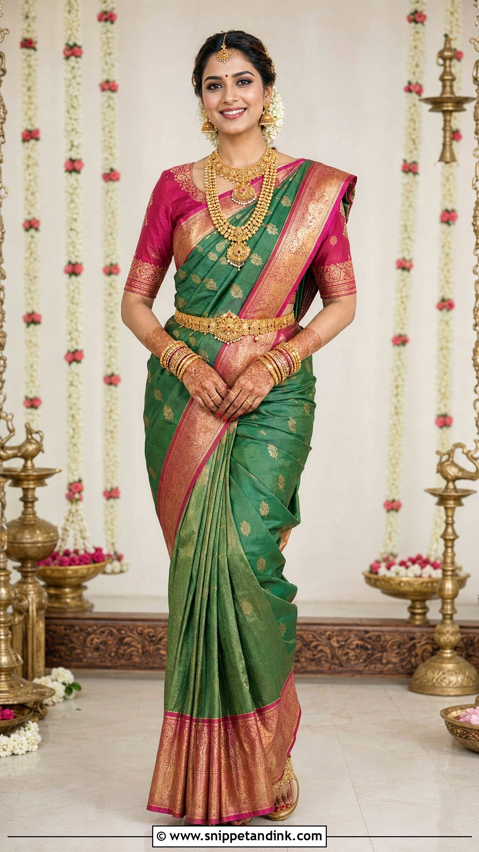 Kanjeevaram Silk Bridal Saree - Snippet and Ink - 20 Desi Wedding Bride Ideas