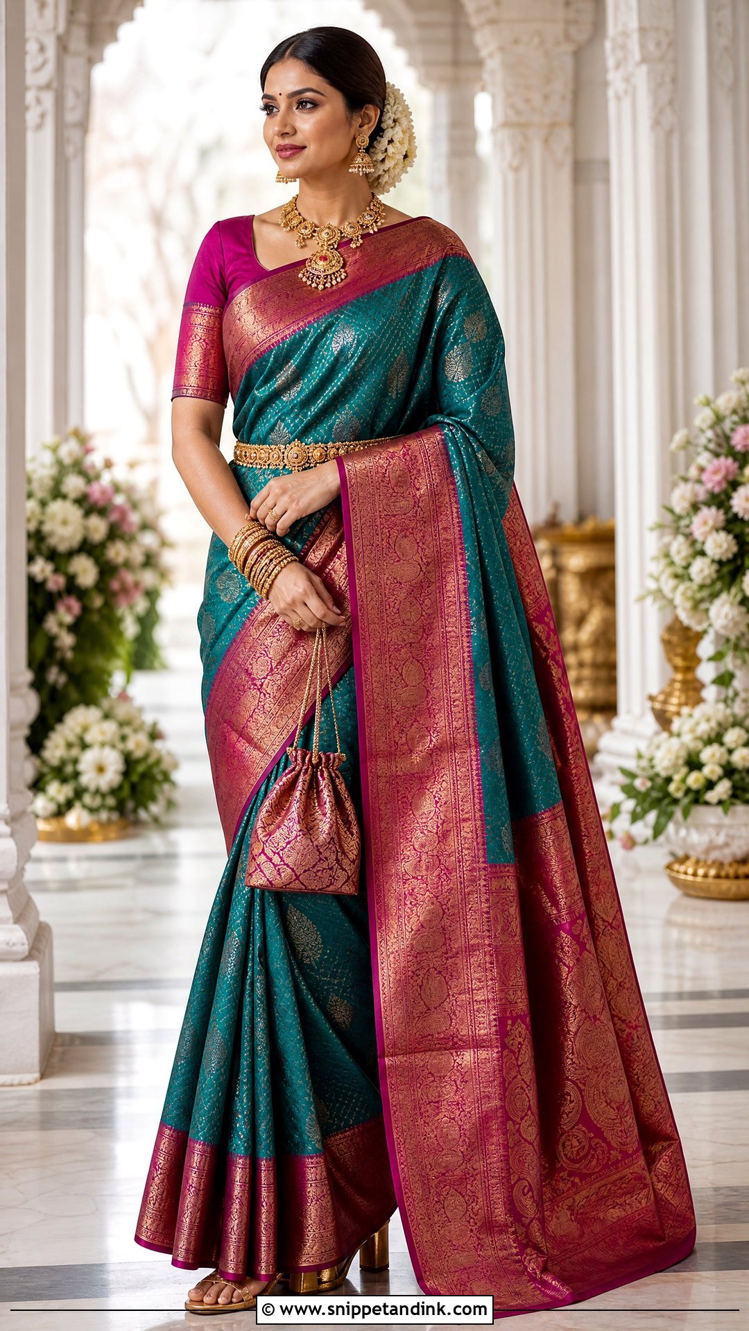 Kanjeevaram Silk Saree For Hindu Wedding - Snippet and Ink - 20 Hindu Wedding Outfit Ideas