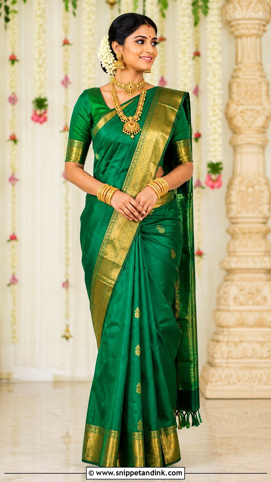 Kanjeevaram Silk Saree Outfit - Snippet and Ink - 25 South Indian Attire Ideas