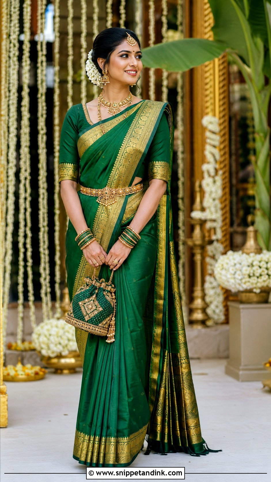 Kanjeevaram Silk Saree Wedding Outfit - Snippet and Ink - 20 Outfit for Marriage Function Ideas