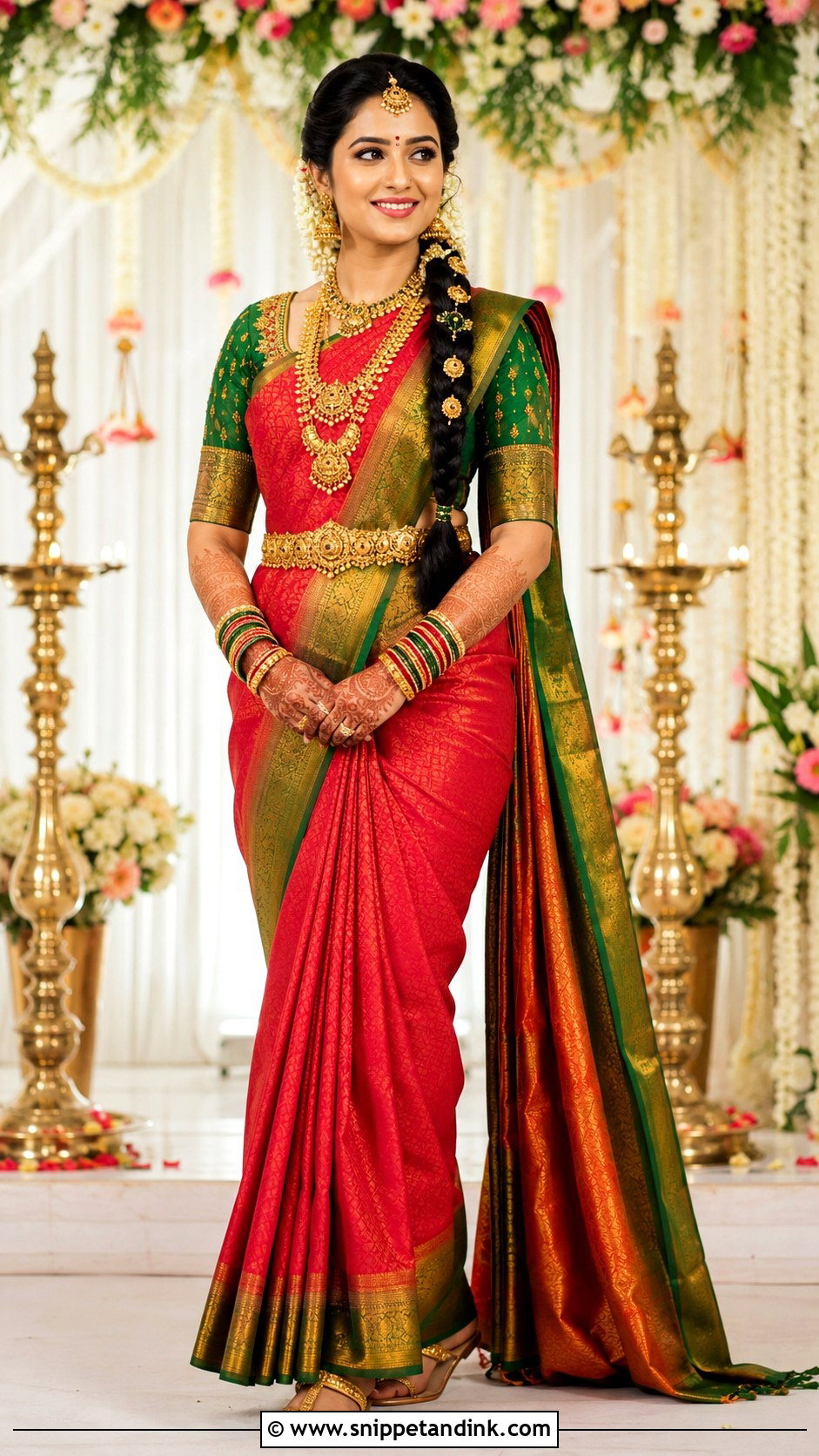 Kanjeevaram Silk Saree With Temple Jewelry - Snippet and Ink - 20 South Asian Wedding Dress Ideas