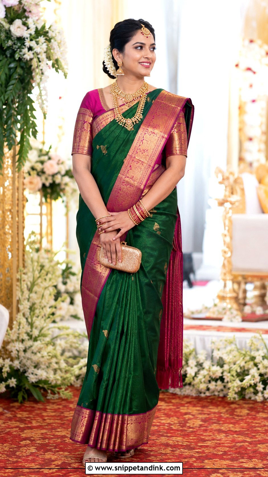 Kanjeevaram Silk Saree for Wedding - Snippet and Ink - 20 Indian Outfit for Wedding Ideas