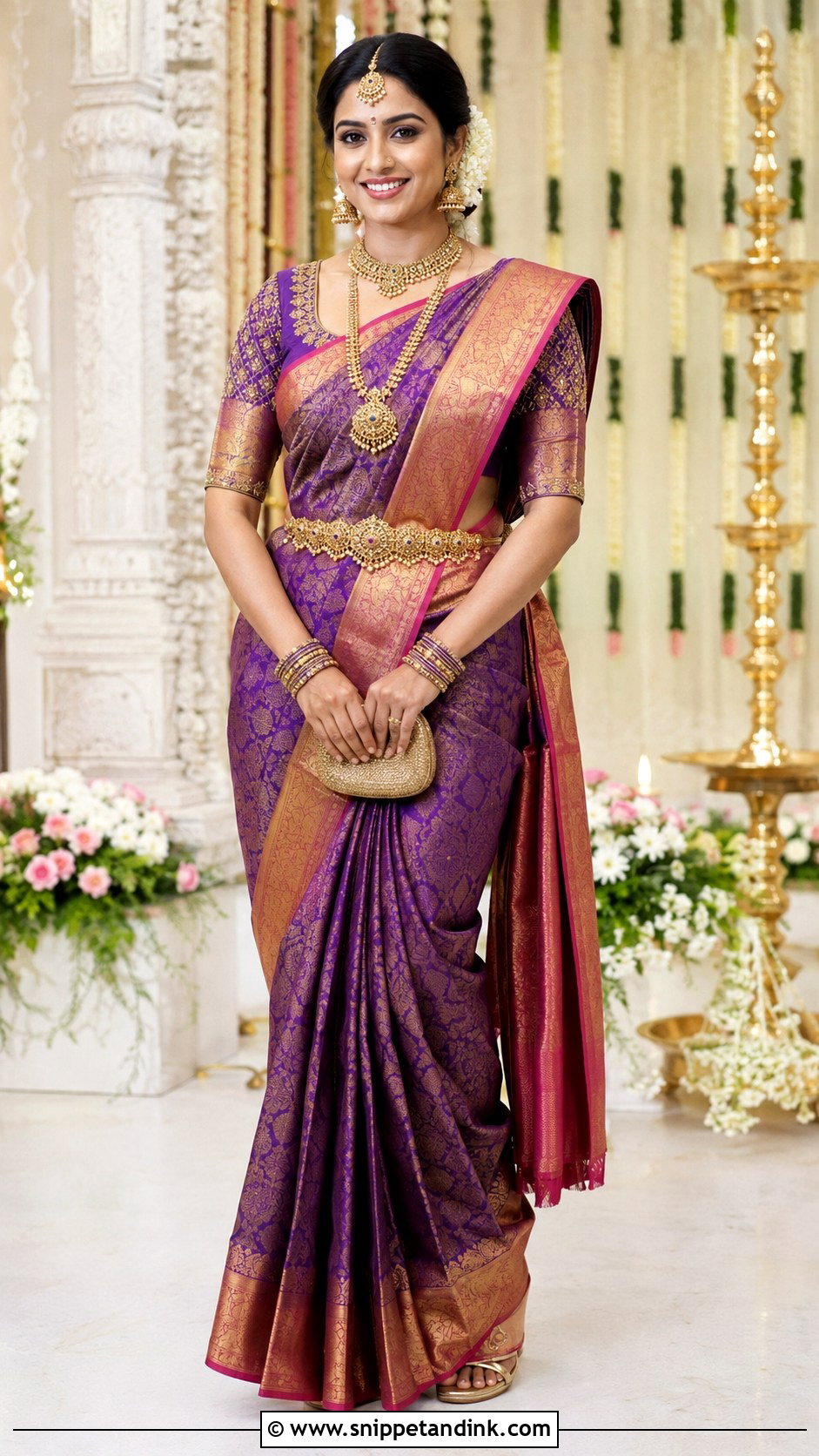 Kanjivaram Bollywood Wedding Saree - Snippet and Ink - 20 Bollywood Wedding Outfit Ideas