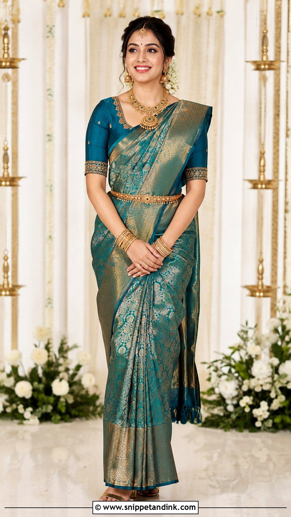 Kanjivaram Saree For Engagement - Snippet and Ink - 30 Indian Engement Dress Ideas
