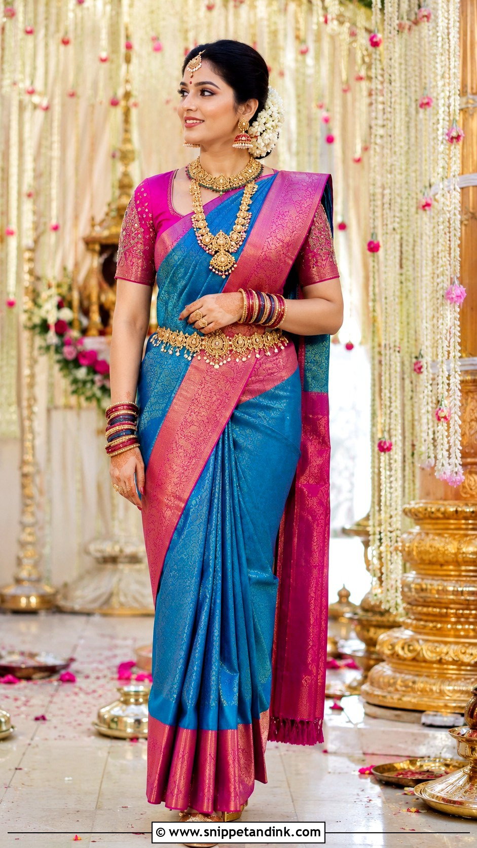 Kanjivaram Saree For South Indian Wedding - Snippet and Ink - 25 Indian Wedding Outfits for Brides Sister