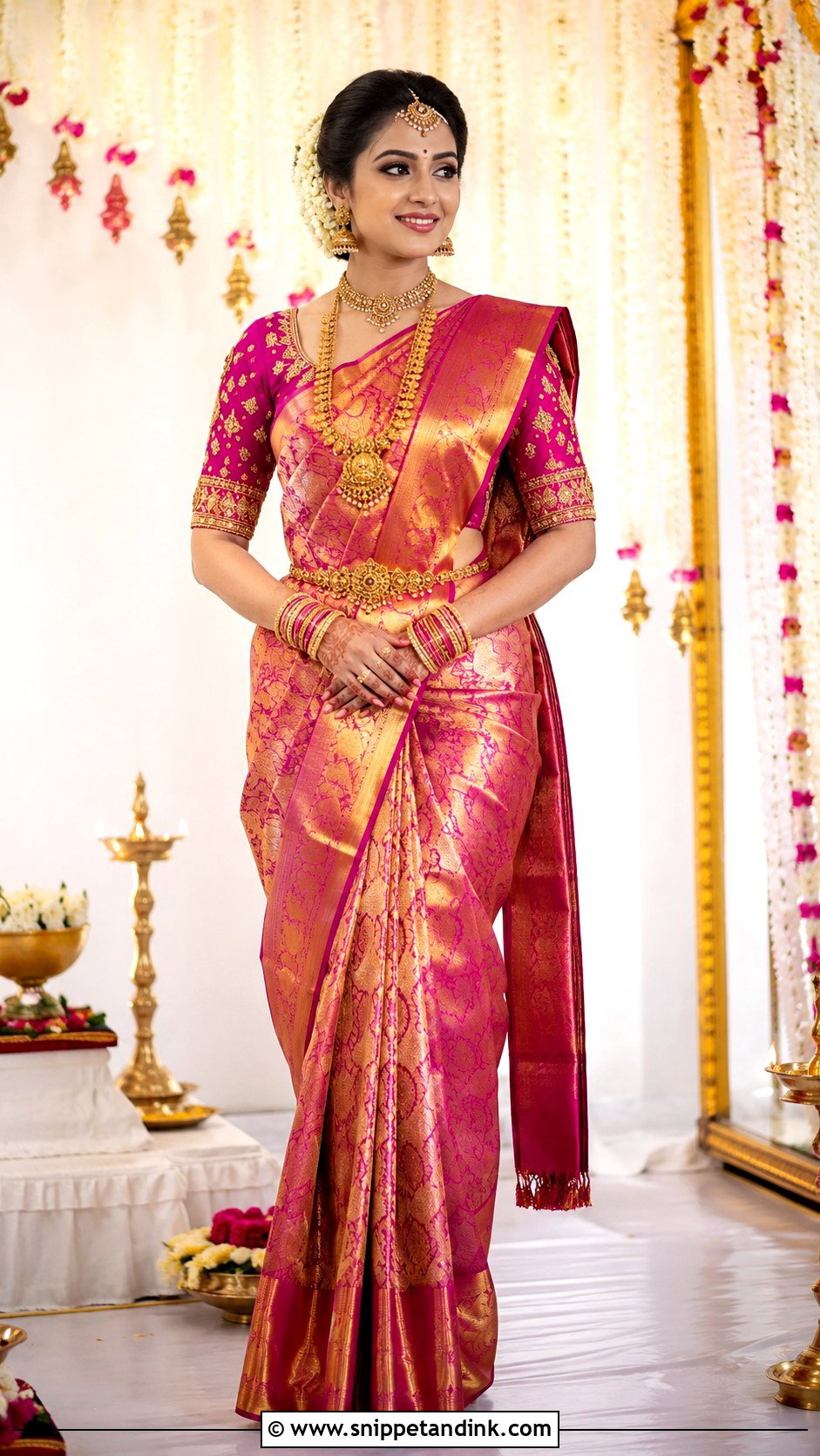 Kanjivaram Saree For South Indian Wedding - Snippet and Ink - 25 Indian Sisters Wedding Dress Ideas