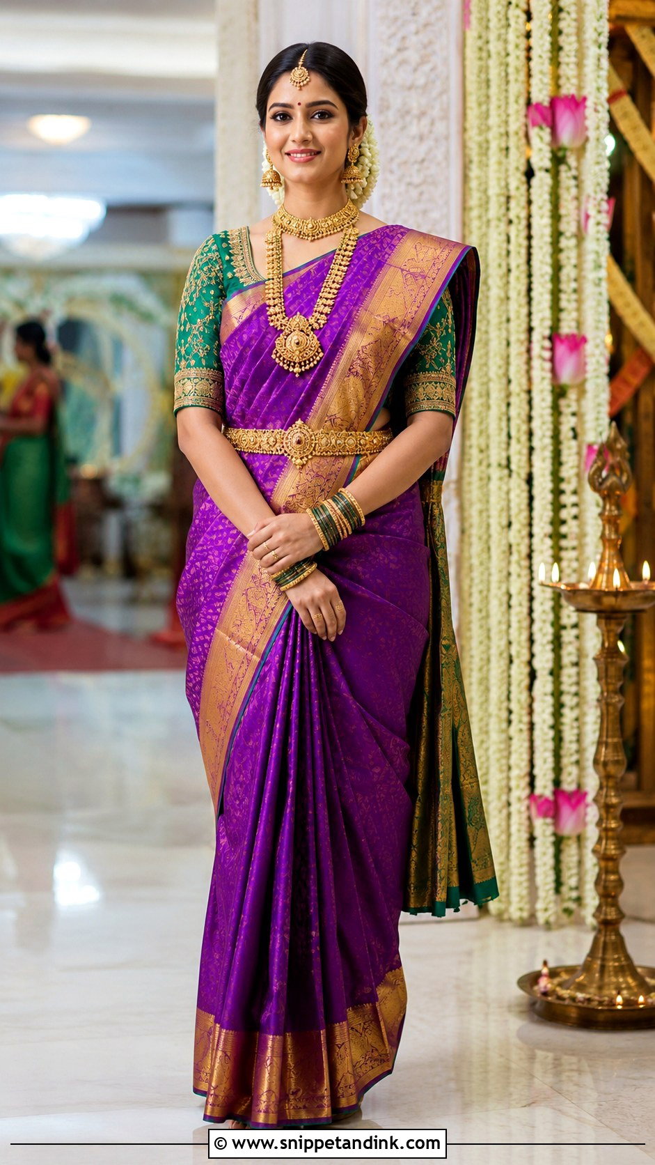 Kanjivaram Saree for Indian Marriage - Snippet and Ink - 20 Indian Marriage Dress Ideas
