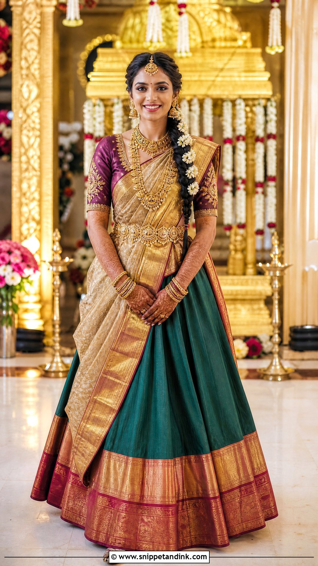 Kanjivaram Silk Bridal Lehenga Choli - Snippet and Ink - 20 Bride Choli Ideas