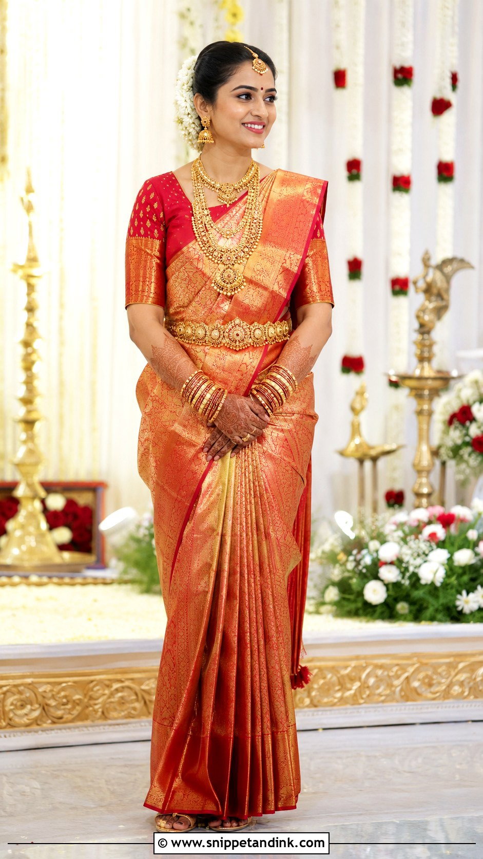 Kanjivaram Silk Bridal Saree - Snippet and Ink - 20 Bridal Traditional Outfit Ideas