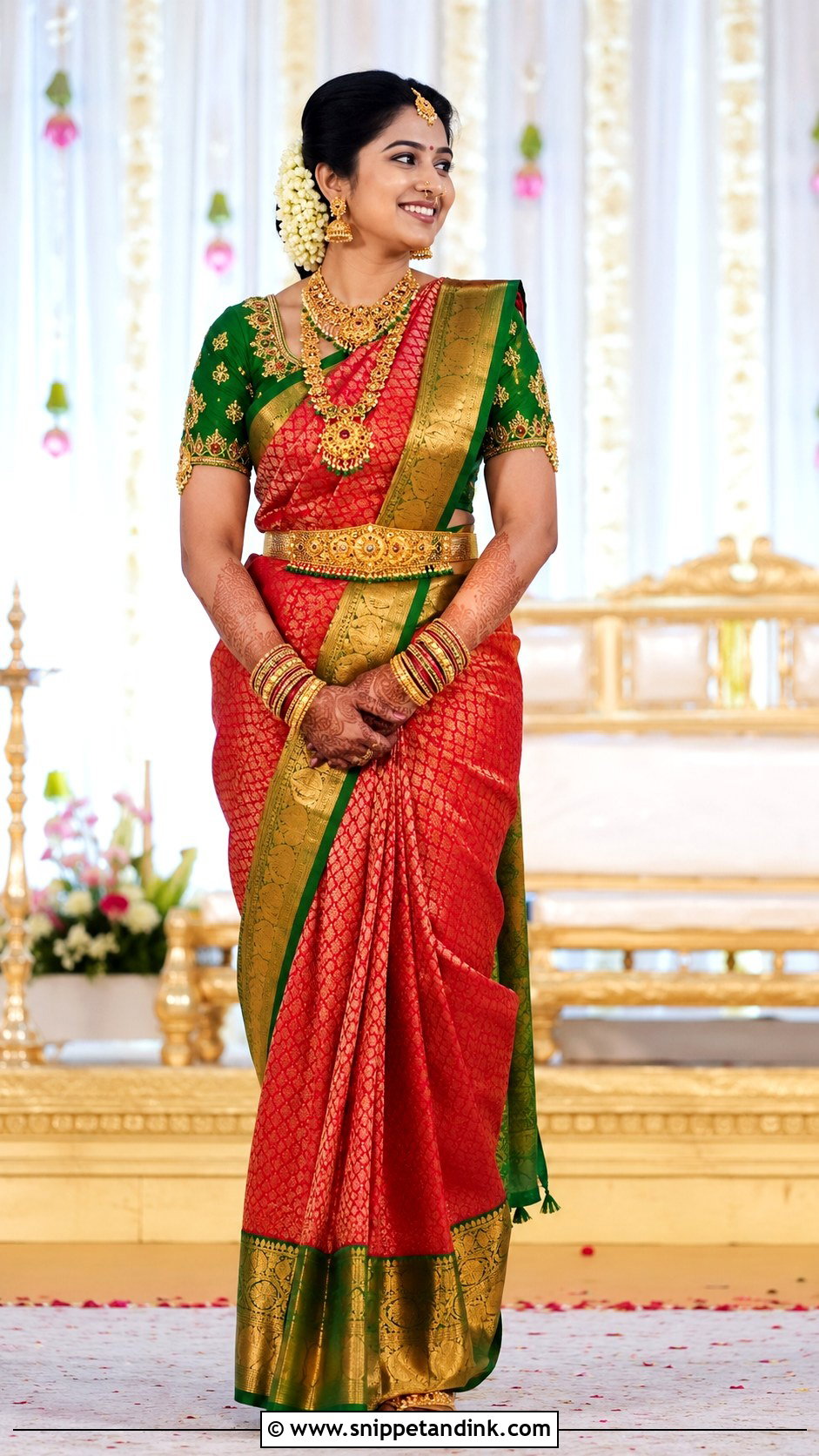 Kanjivaram Silk Indian Bridal Saree - Snippet and Ink - 20 Indian Wedding Outfits for Bride