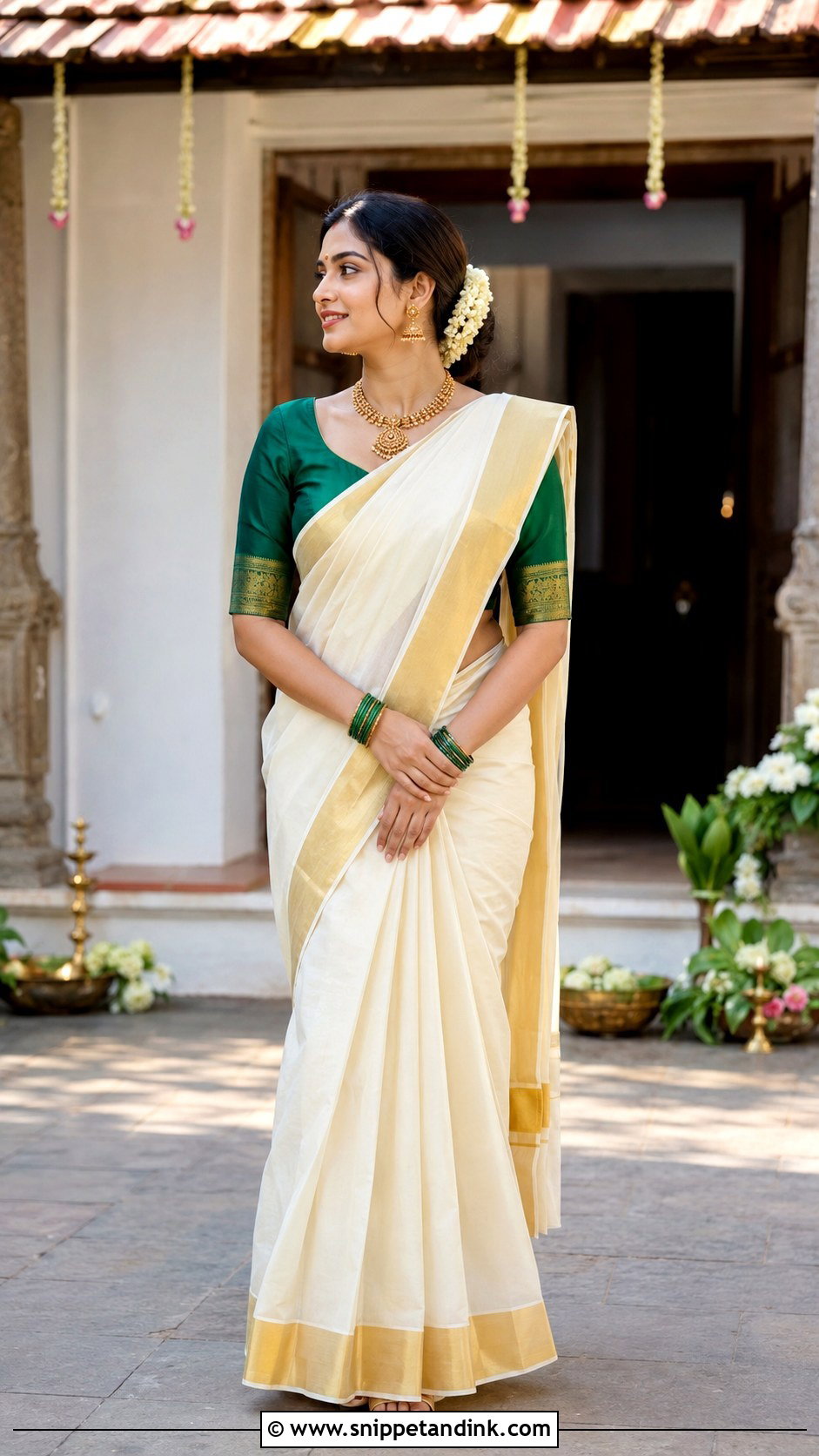 Kasavu Saree South Indian Prewedding Outfit - Snippet and Ink - 20 Indian Prewedding Outfit Ideas