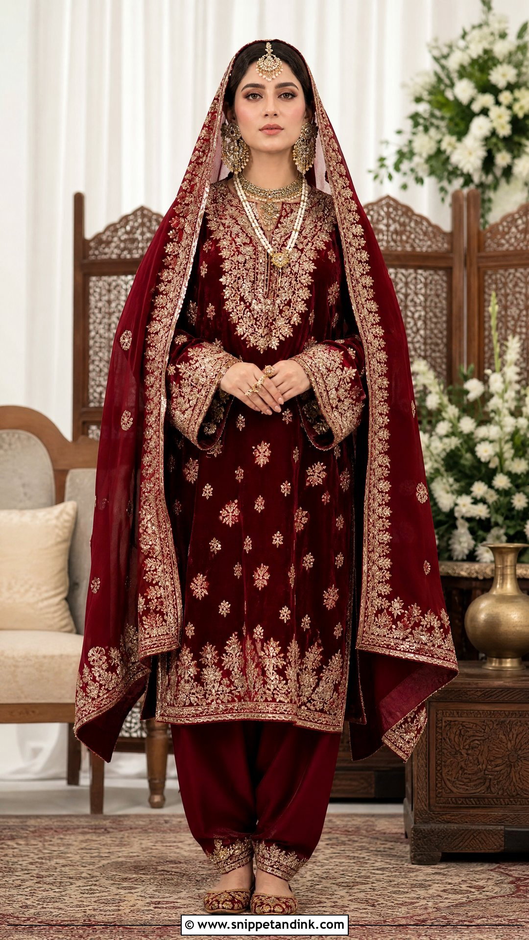 Kashmiri Embroidered Bridal Pheran - Snippet and Ink - 20 Indian Wedding Bridal Outfits