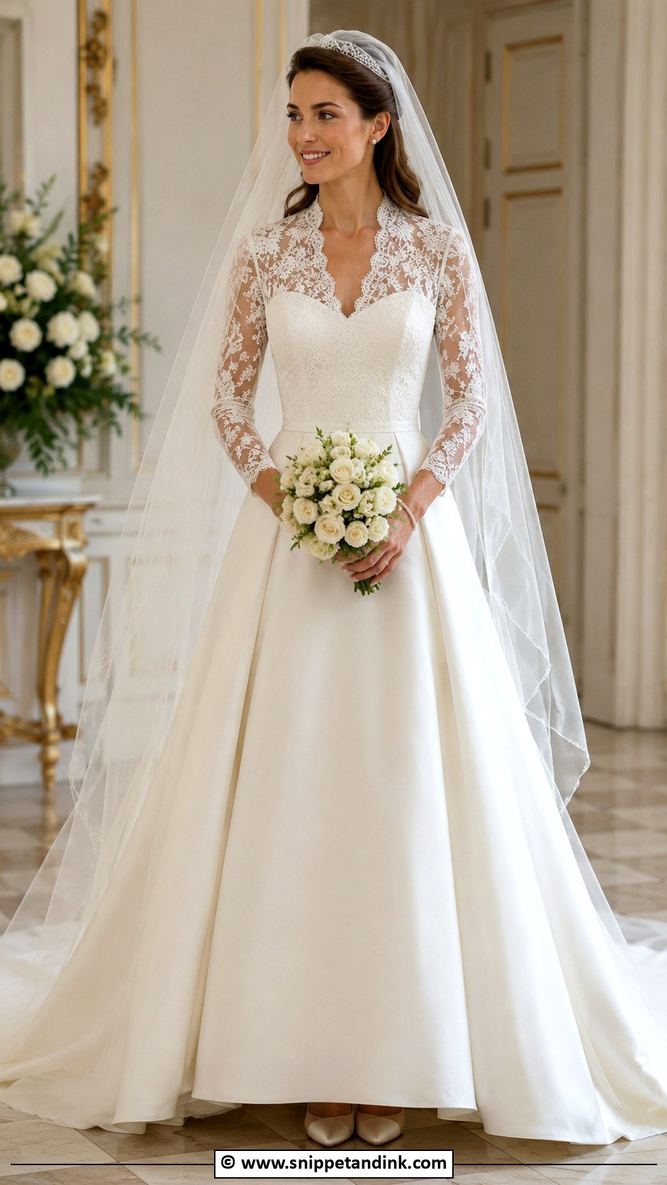 Kate Middleton V Neck Wedding Dress - Snippet and Ink - 30 Kate Middleton Wedding Dress Ideas