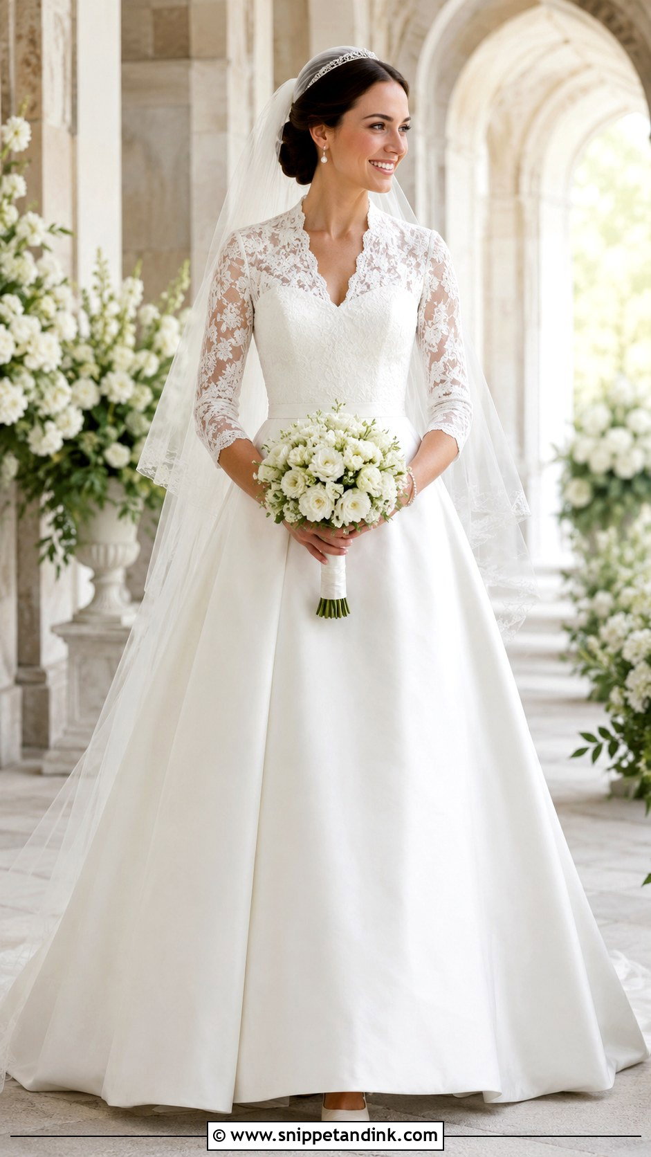 Kate Wedding Dress With Three Quarter Sleeves - Snippet and Ink - 20 Kate Wedding Dress Ideas
