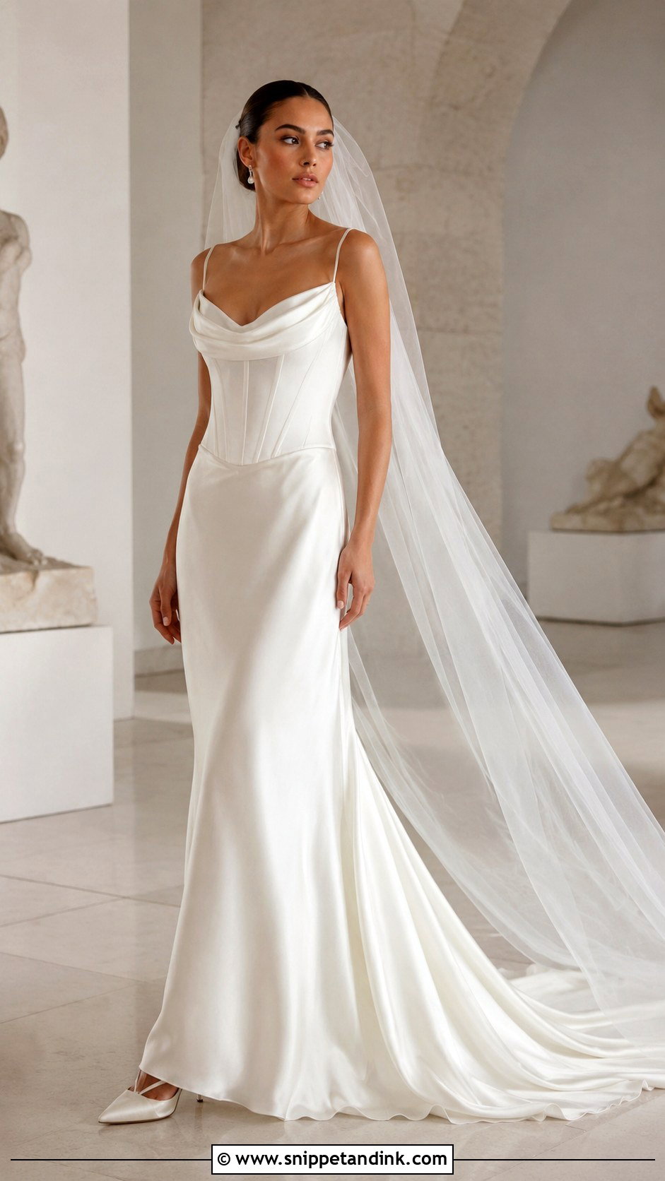 Katherine Tash Imogen Gown With Pearl Earrings - Snippet and Ink - 20 Katherine Tash Bridal Ideas
