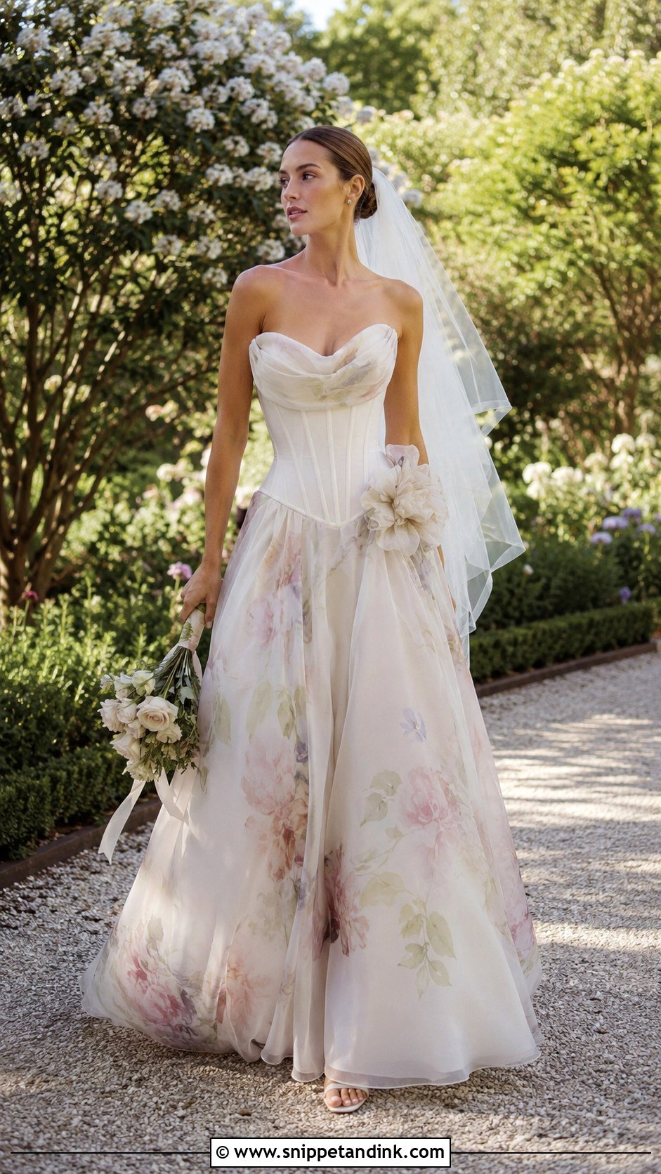 Katherine Tash Rosalie Floral Gown With Simple Shoes - Snippet and Ink - 20 Katherine Tash Bridal Ideas