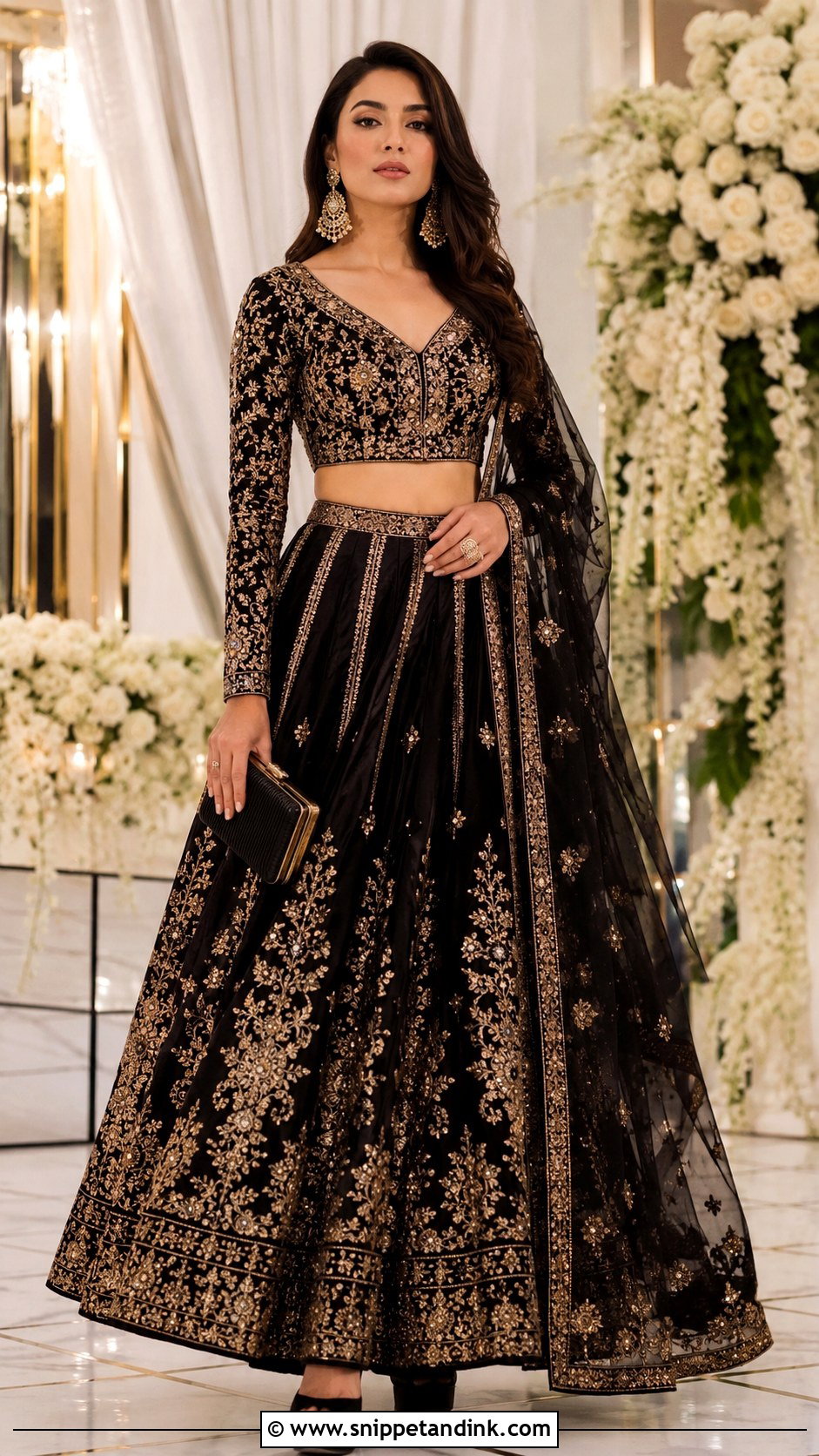 Katrina Black And Gold Reception Lehenga Look - Snippet and Ink - 20 Katrina Wedding Look Ideas