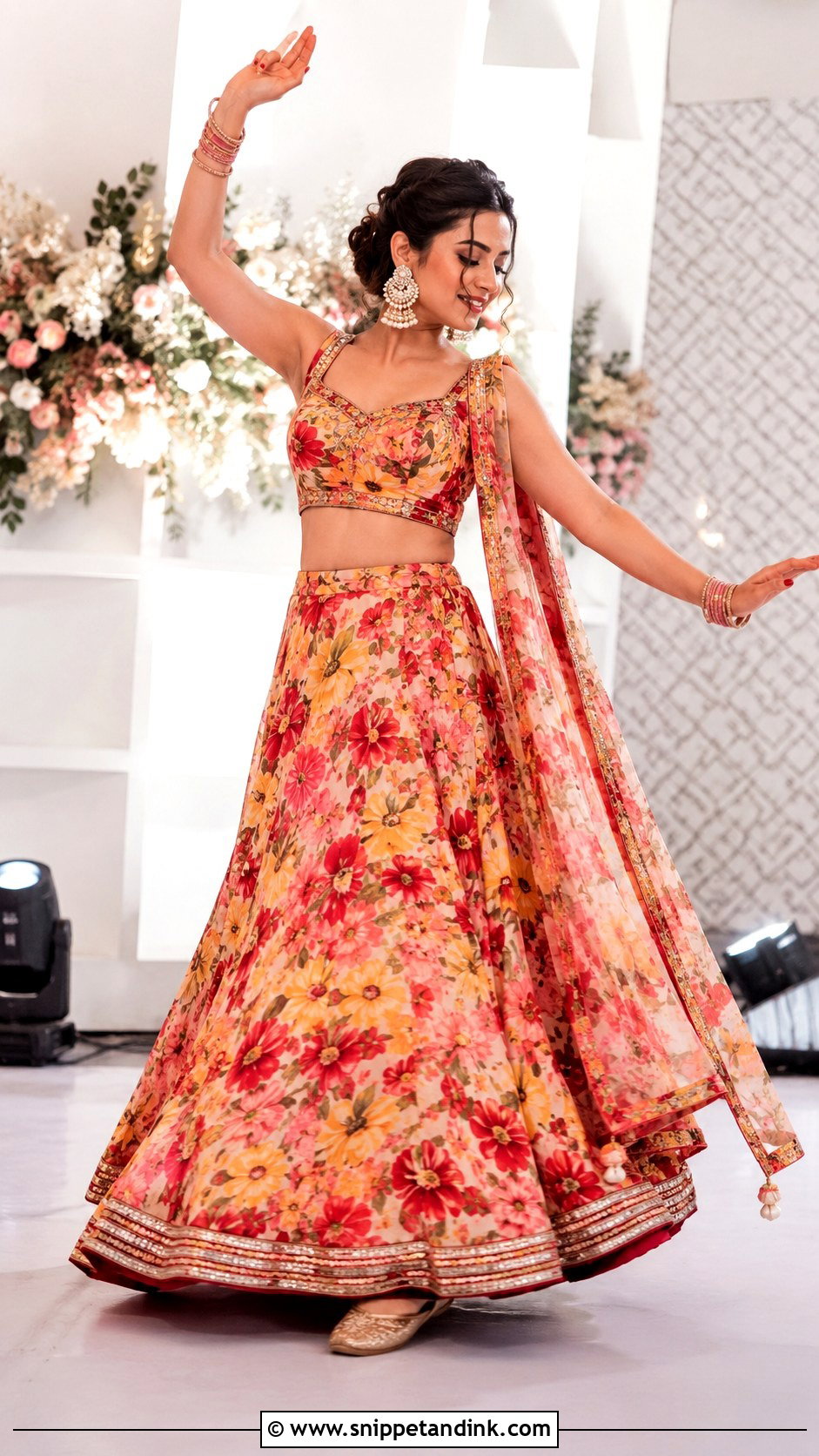 Katrina Floral Sangeet Lehenga Look - Snippet and Ink - 20 Katrina Wedding Look Ideas