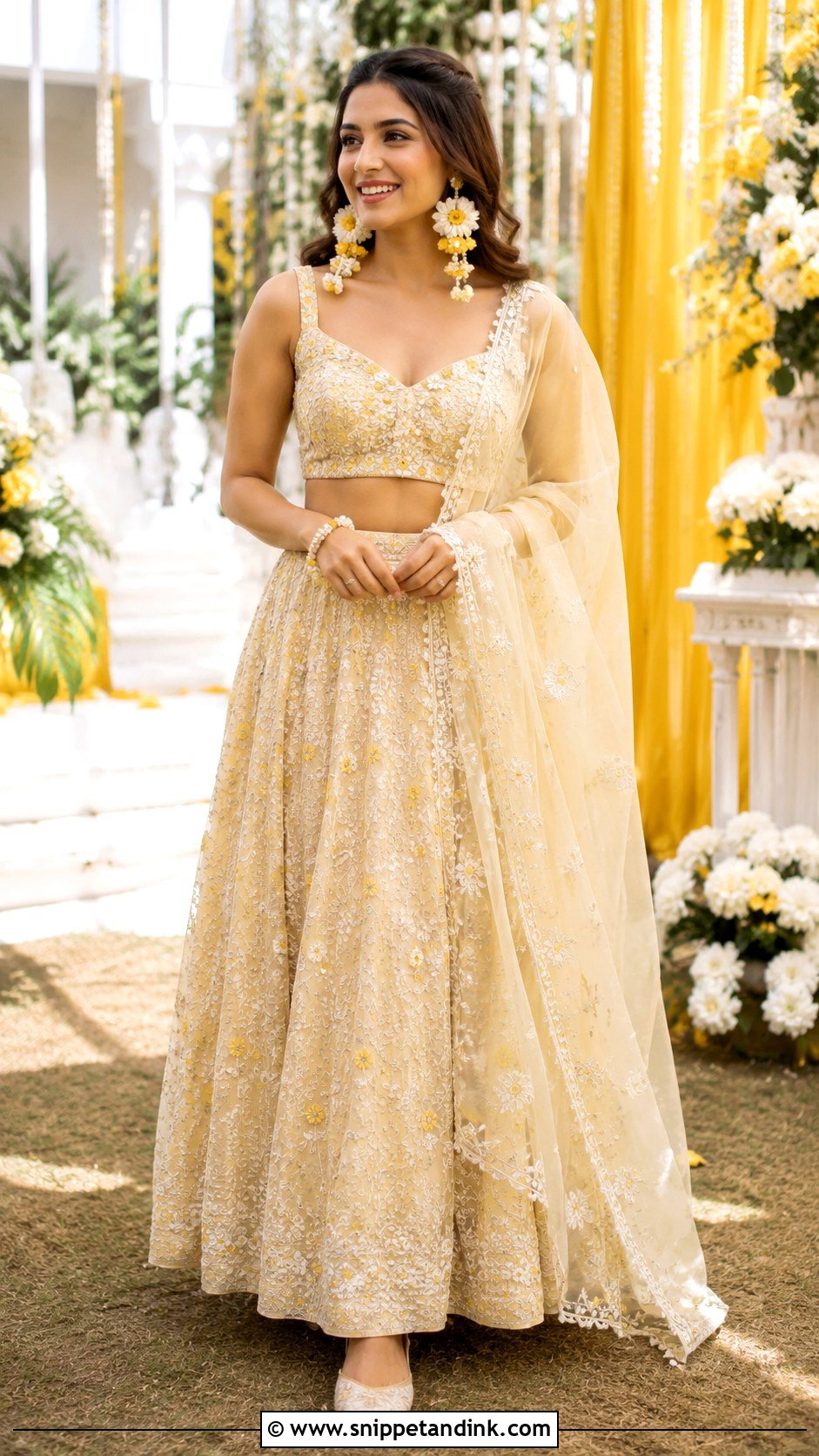 Katrina Ivory Haldi Lehenga Look - Snippet and Ink - 20 Katrina Wedding Look Ideas