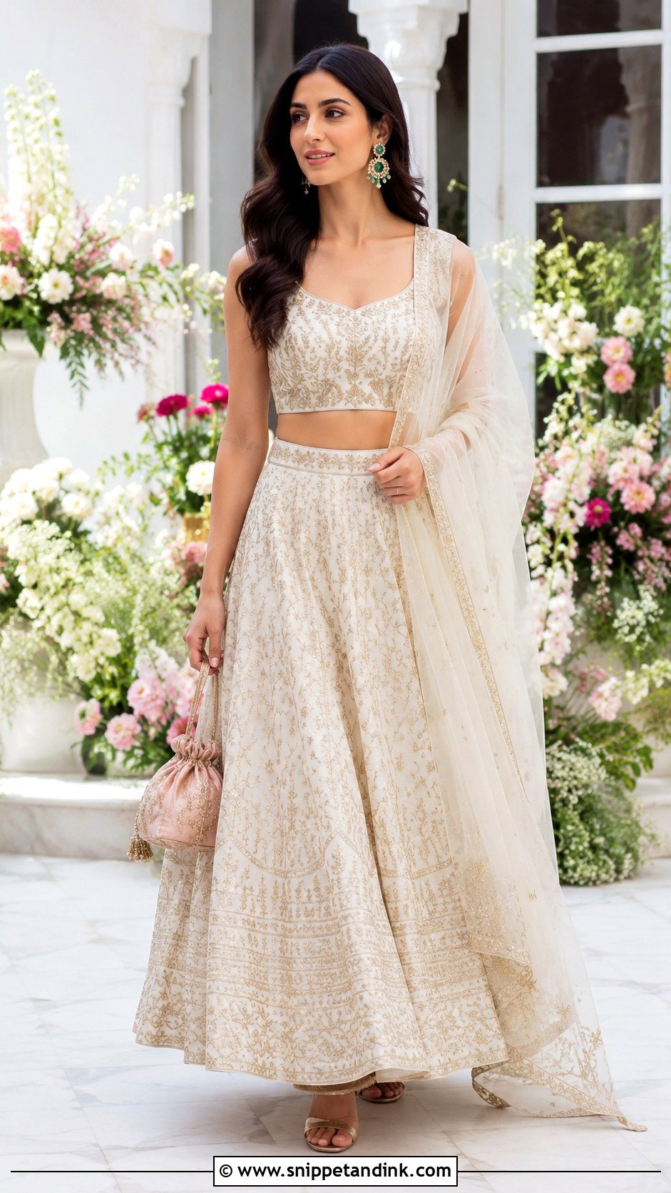 Katrina Ivory Wedding Guest Lehenga Look - Snippet and Ink - 20 Katrina Wedding Look Ideas