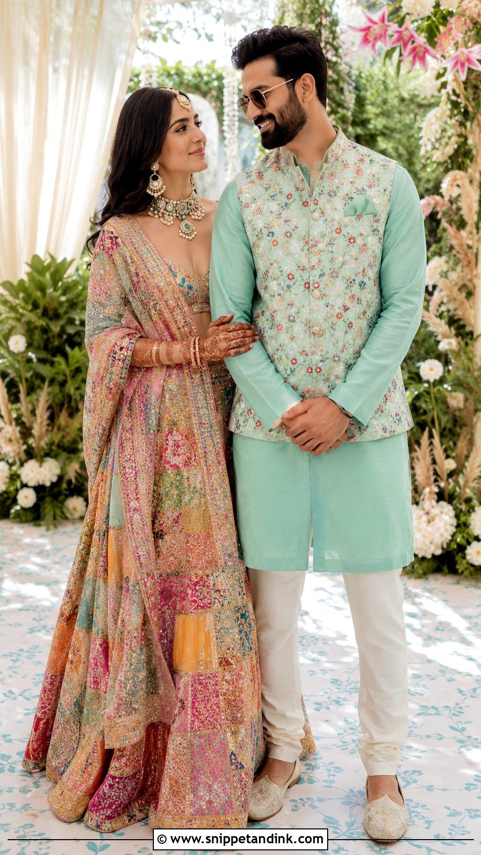 Katrina Kaif And Vicky Kaushal Multicolor Mehendi Look - Snippet and Ink - 20 Katrina Kaif Vicky Kaushal Wedding Looks