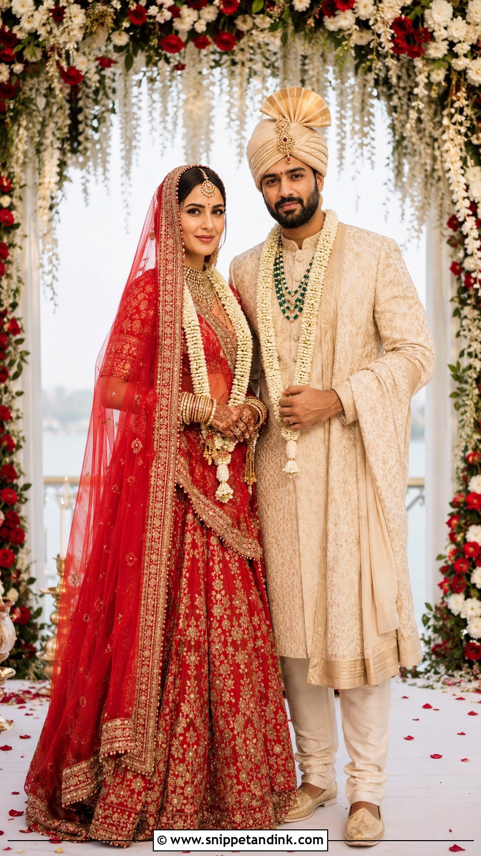 Katrina Kaif And Vicky Kaushal Red And Ivory Wedding Look - Snippet and Ink - 20 Katrina Kaif Vicky Kaushal Wedding Looks
